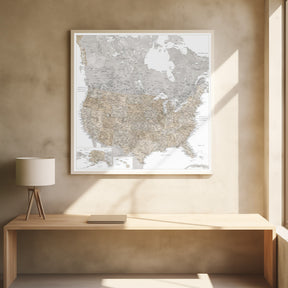 Highly detailed map of the United States and Canada Poster