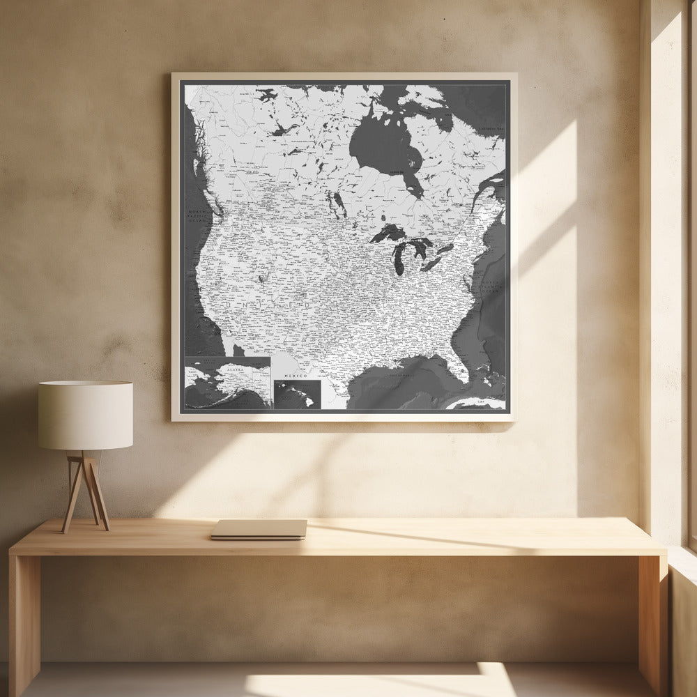 Highly detailed map of the United States, Olson Poster