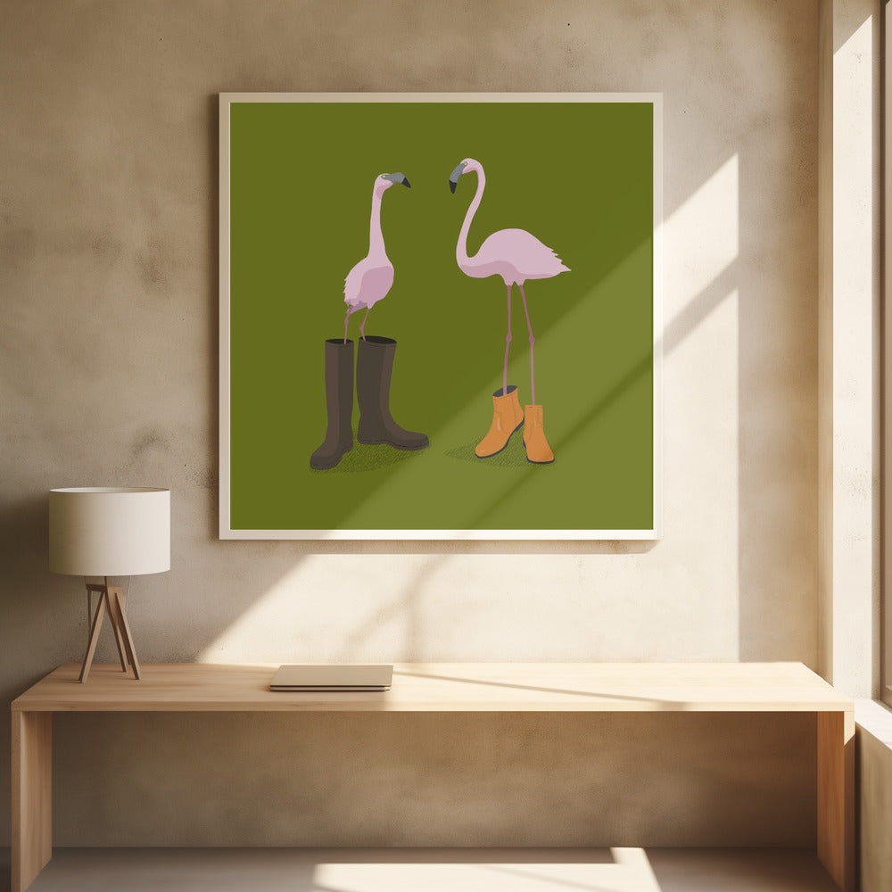 Fashion Flamingos Poster