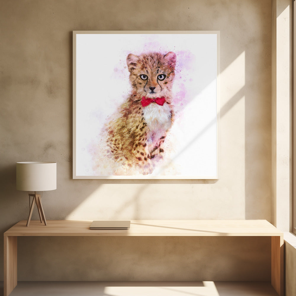 Baby Cheetah Watercolor Poster