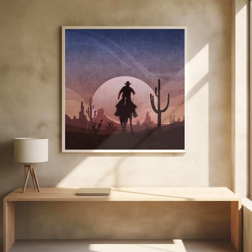 Cowboy Sunset Poster
