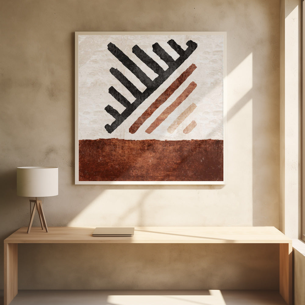 Geometrik Cizgili Kilim Kiremit Poster