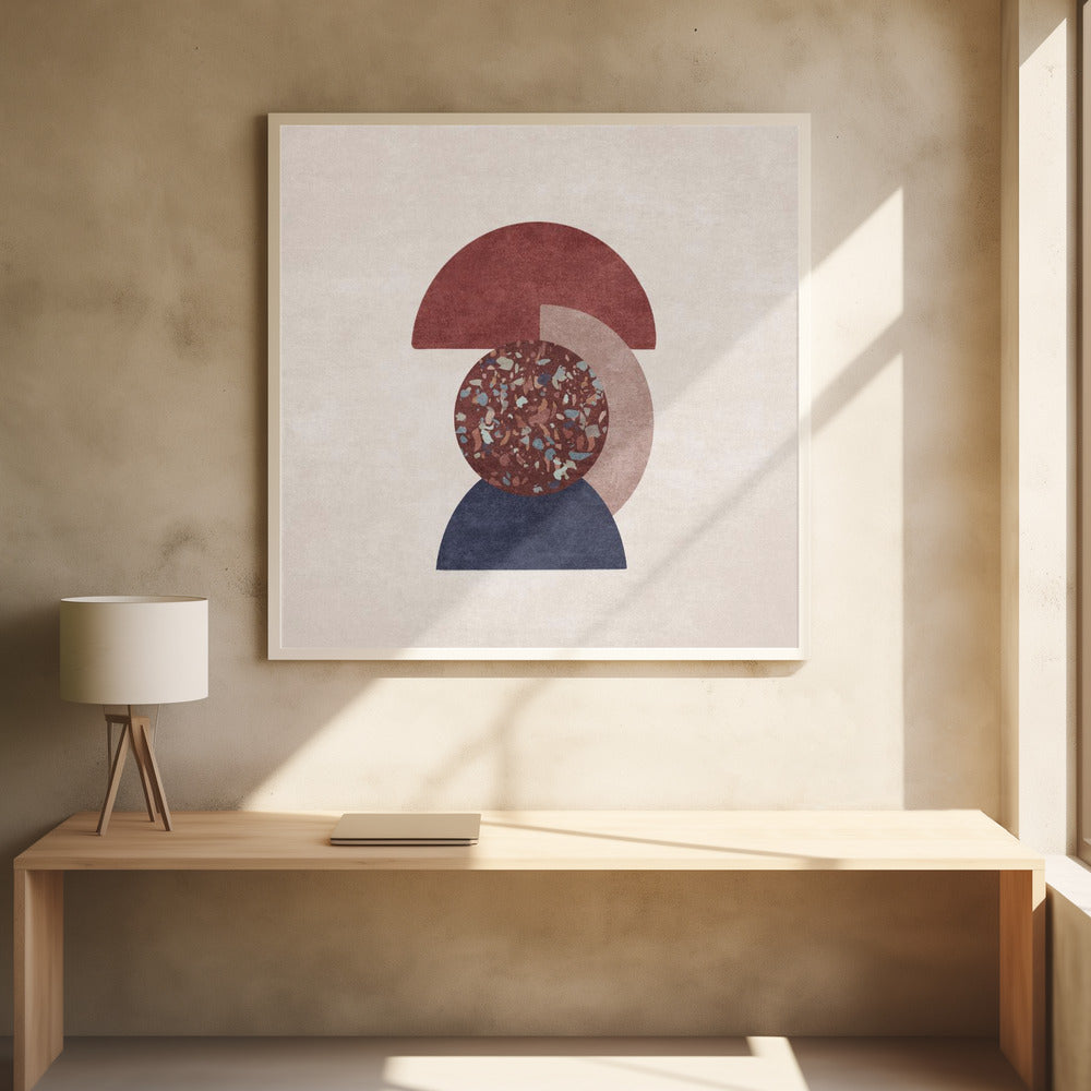 Beyaz Ve Kahverengi Saksili Terazzo Poster