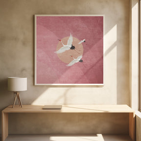 Flying Cranes Poster