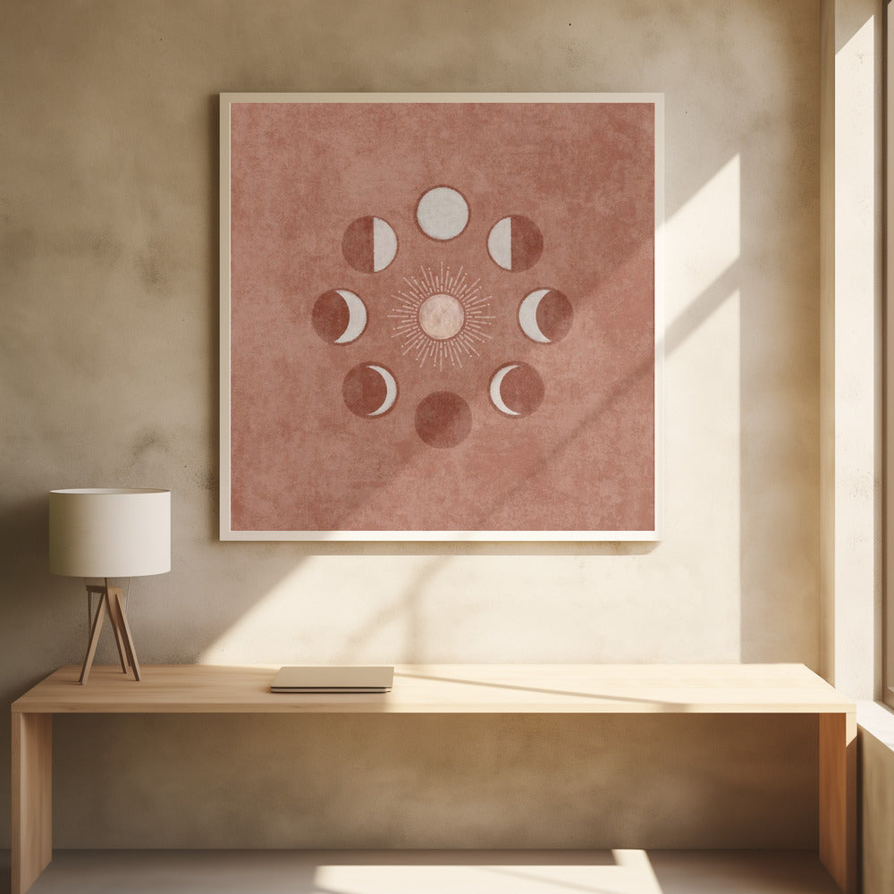 Somon Sun and Circle Moon Phase Poster