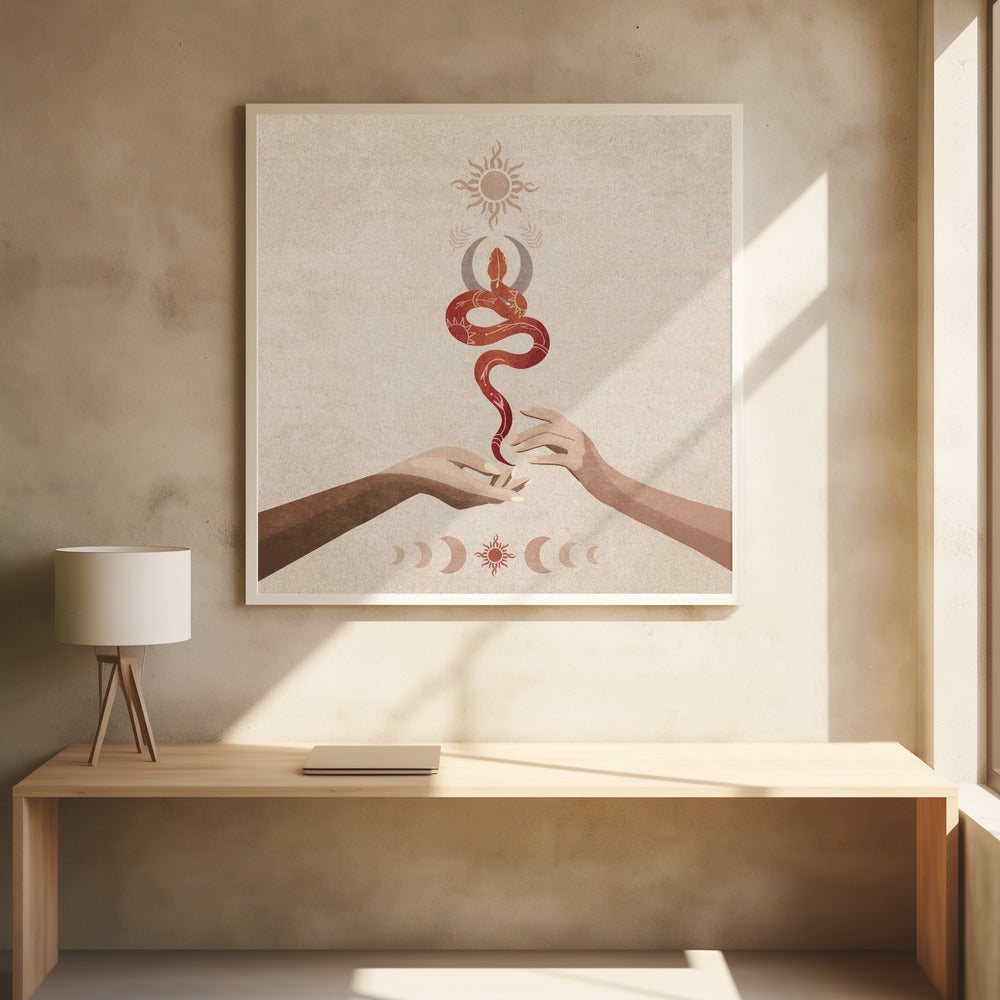 Snake Hand Sun Poster