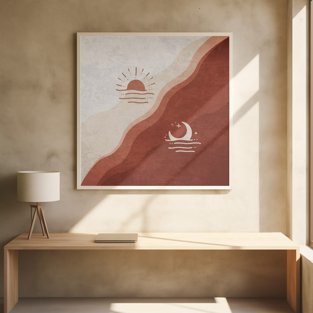 Moon and Sun Terracotta Poster