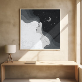 Moon Lady Bw Poster