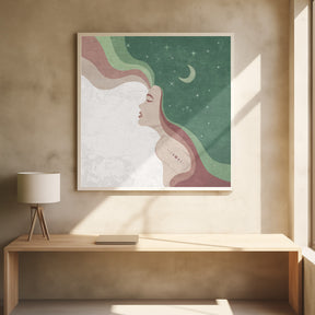 Moon Lady Green Poster