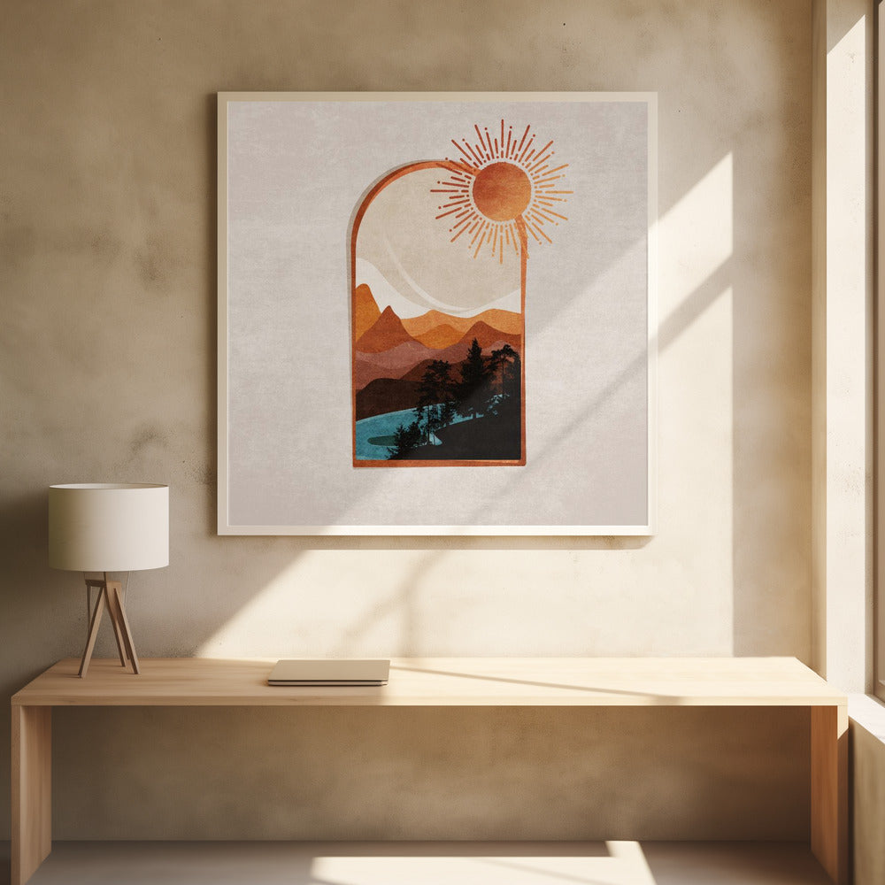 Window Desert Day and Sun Poster