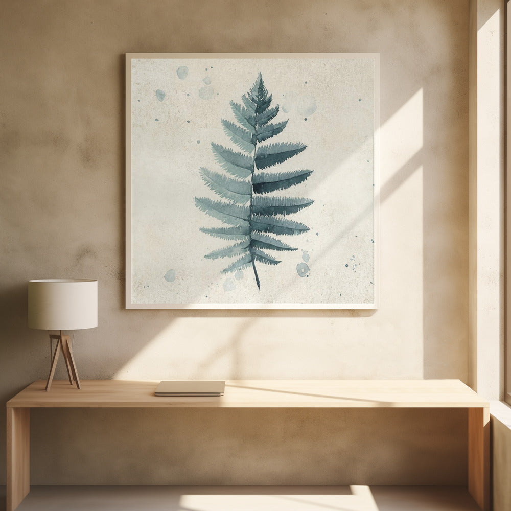 Teal watercolor fern 6 Poster