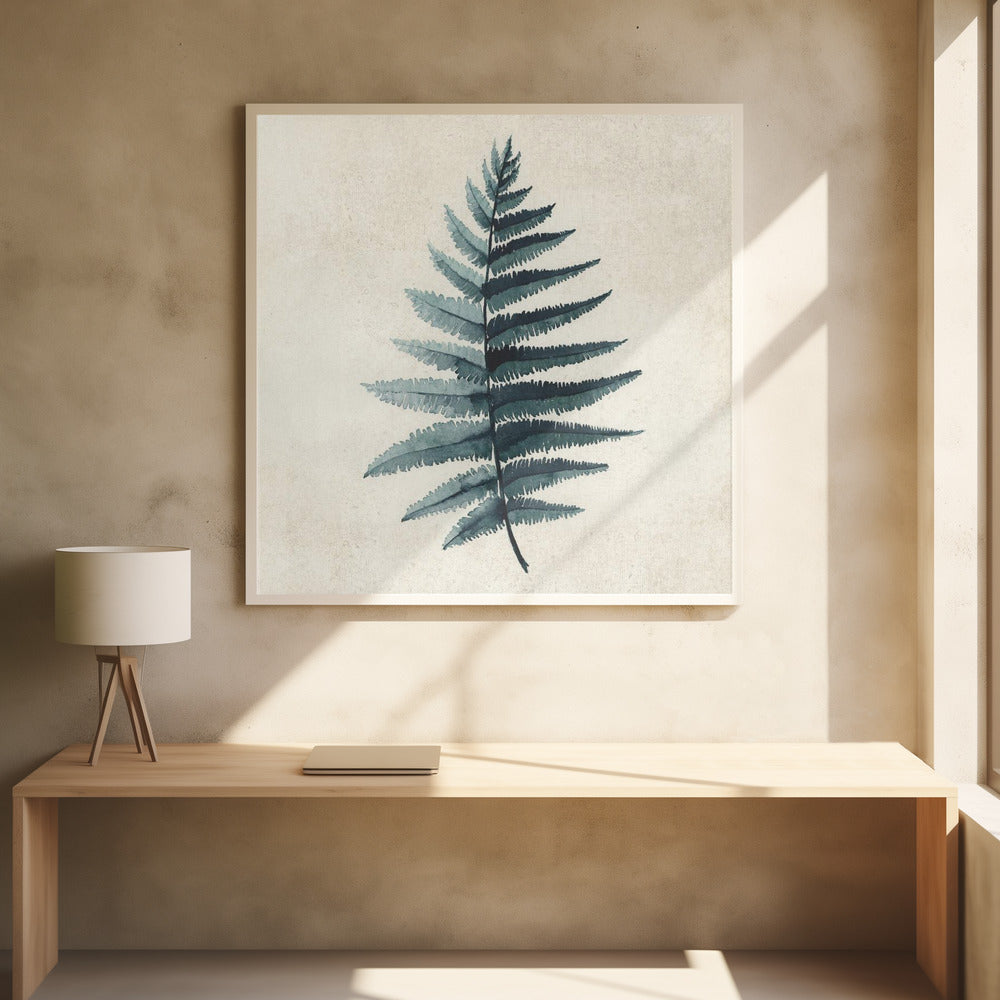 Teal watercolor fern 5 Poster