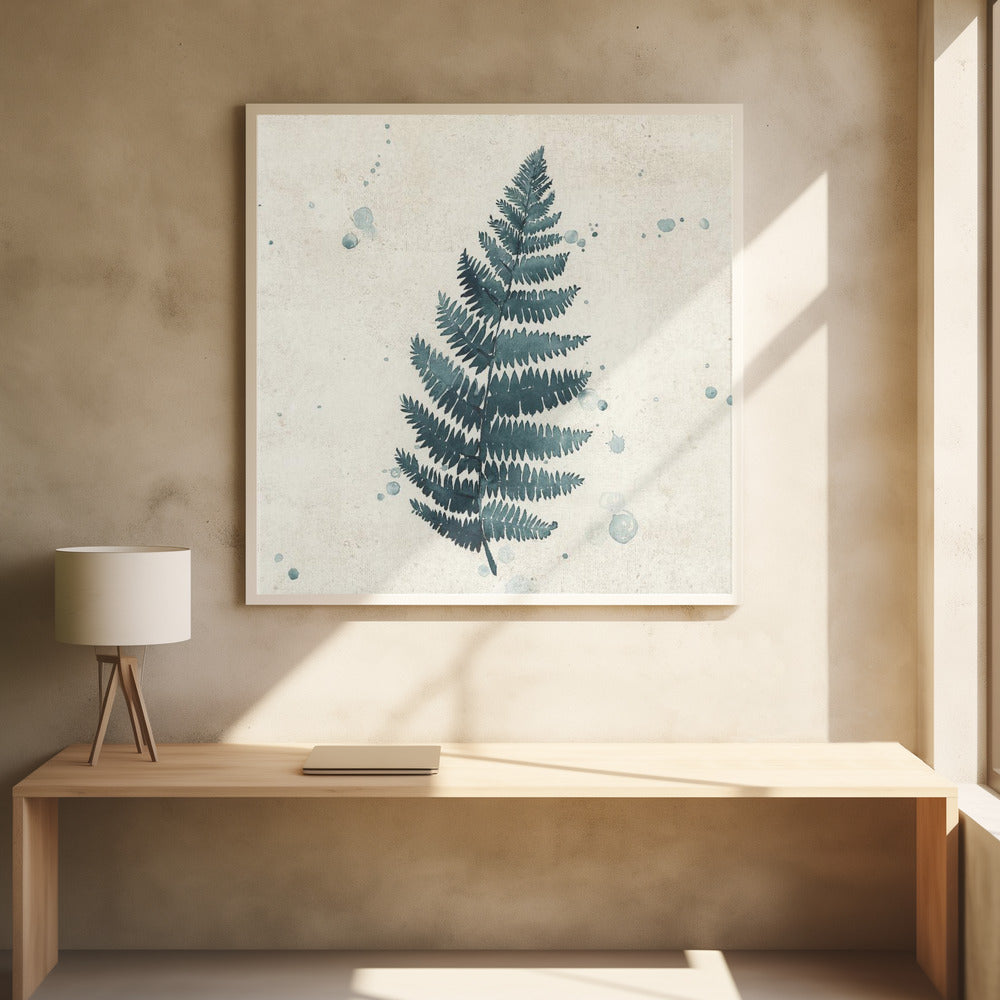 Teal watercolor fern 3 Poster