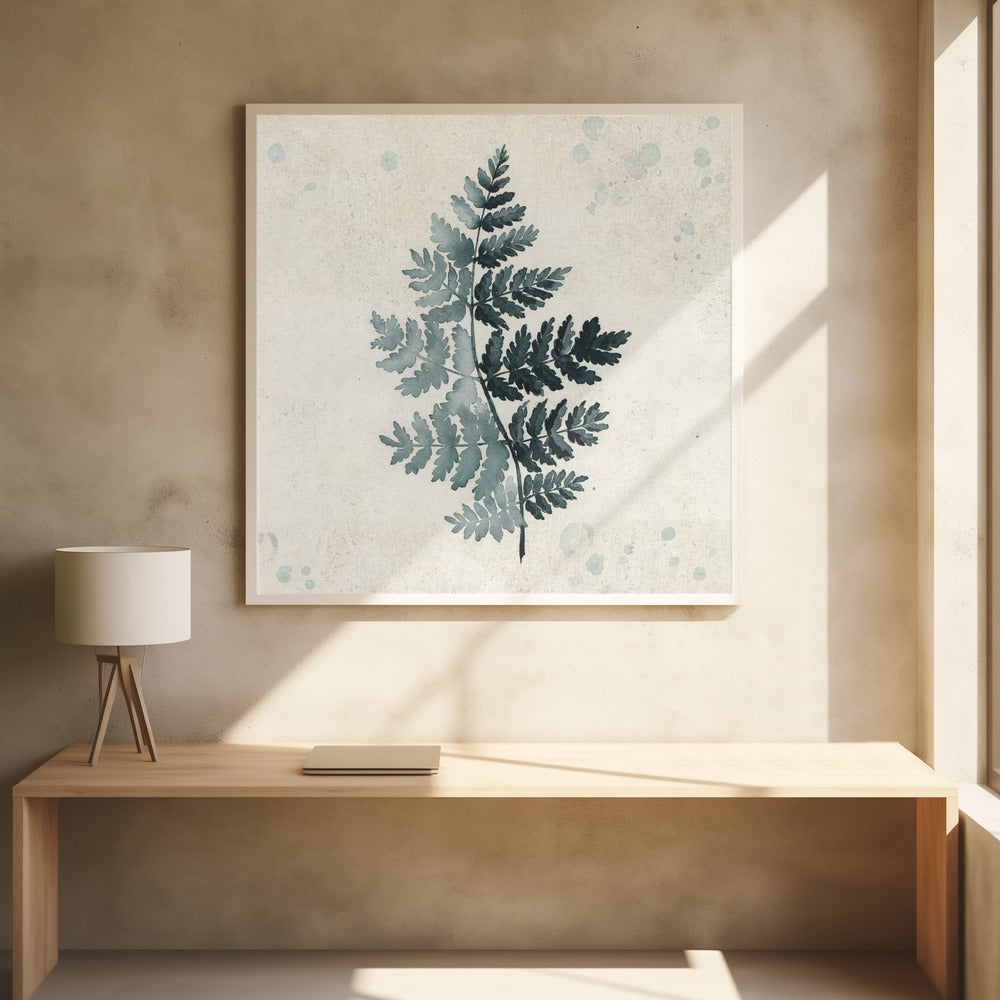 Teal watercolor fern 2 Poster