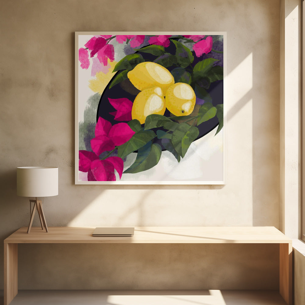 Bougainvillea and lemons Poster