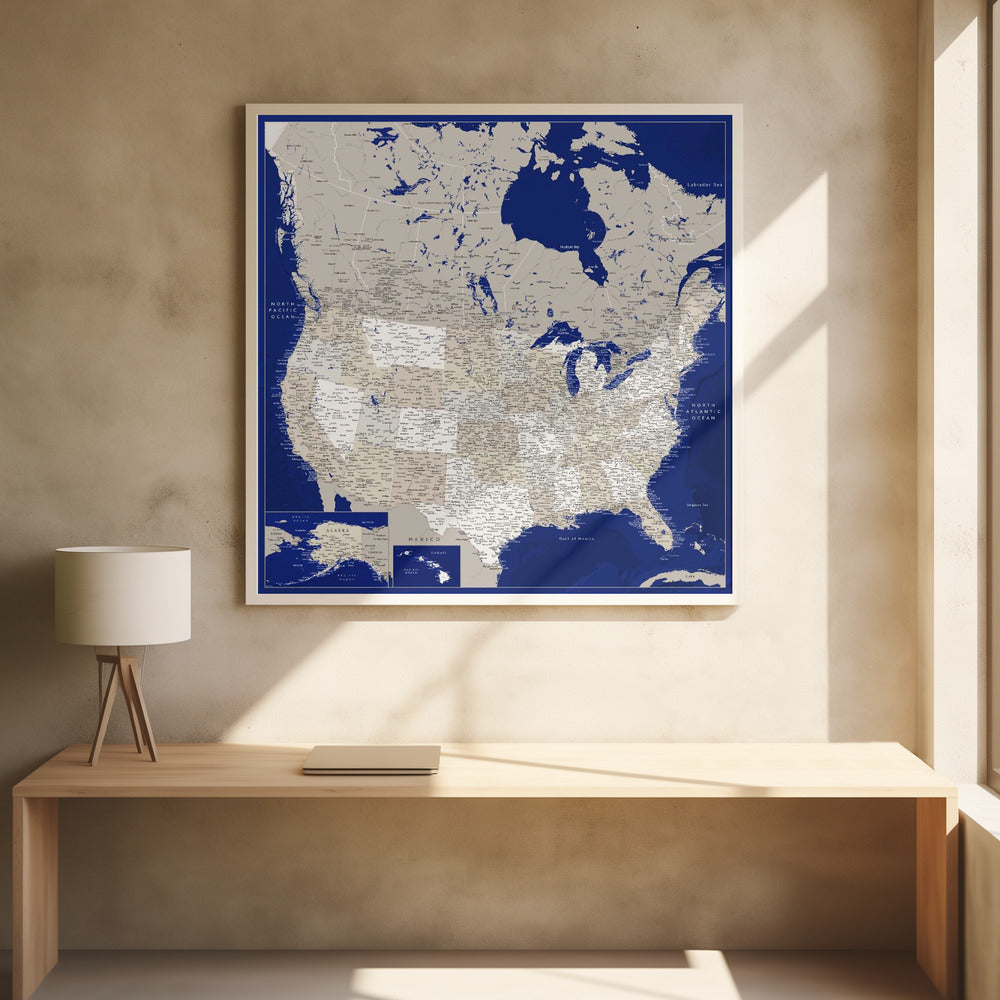 Highly detailed map of the United States, Kameryn Poster