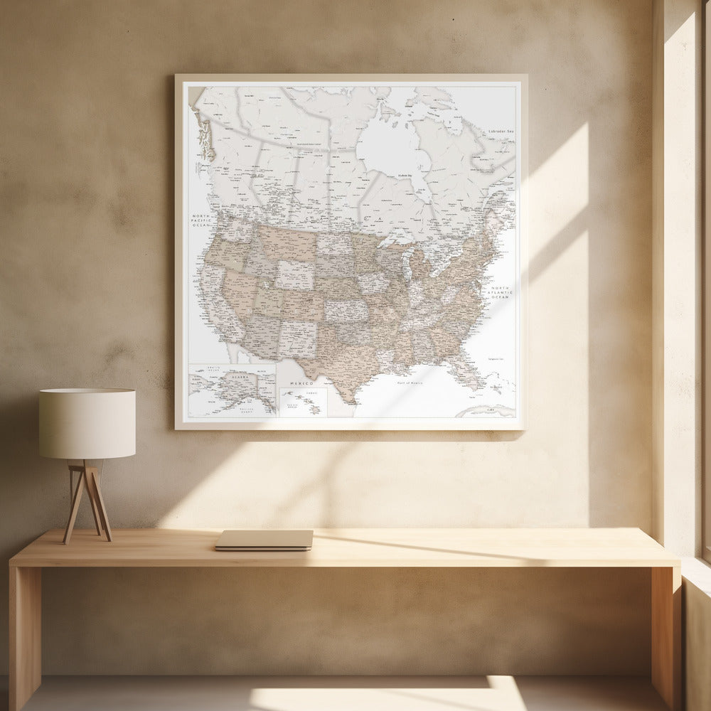 Highly detailed map of the United States, Louie Poster