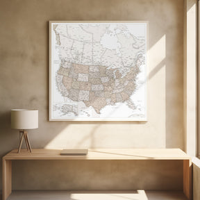 Highly detailed map of the United States, Louie Poster