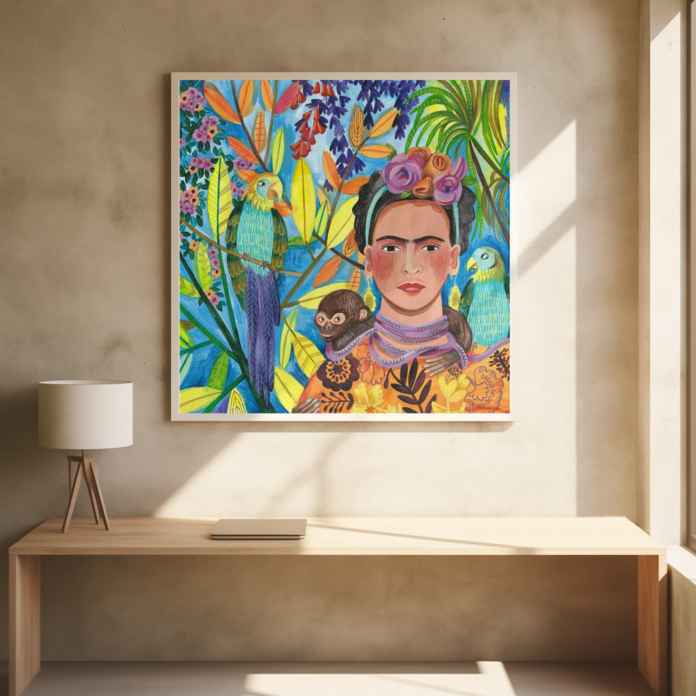 Frida and her parrots Poster