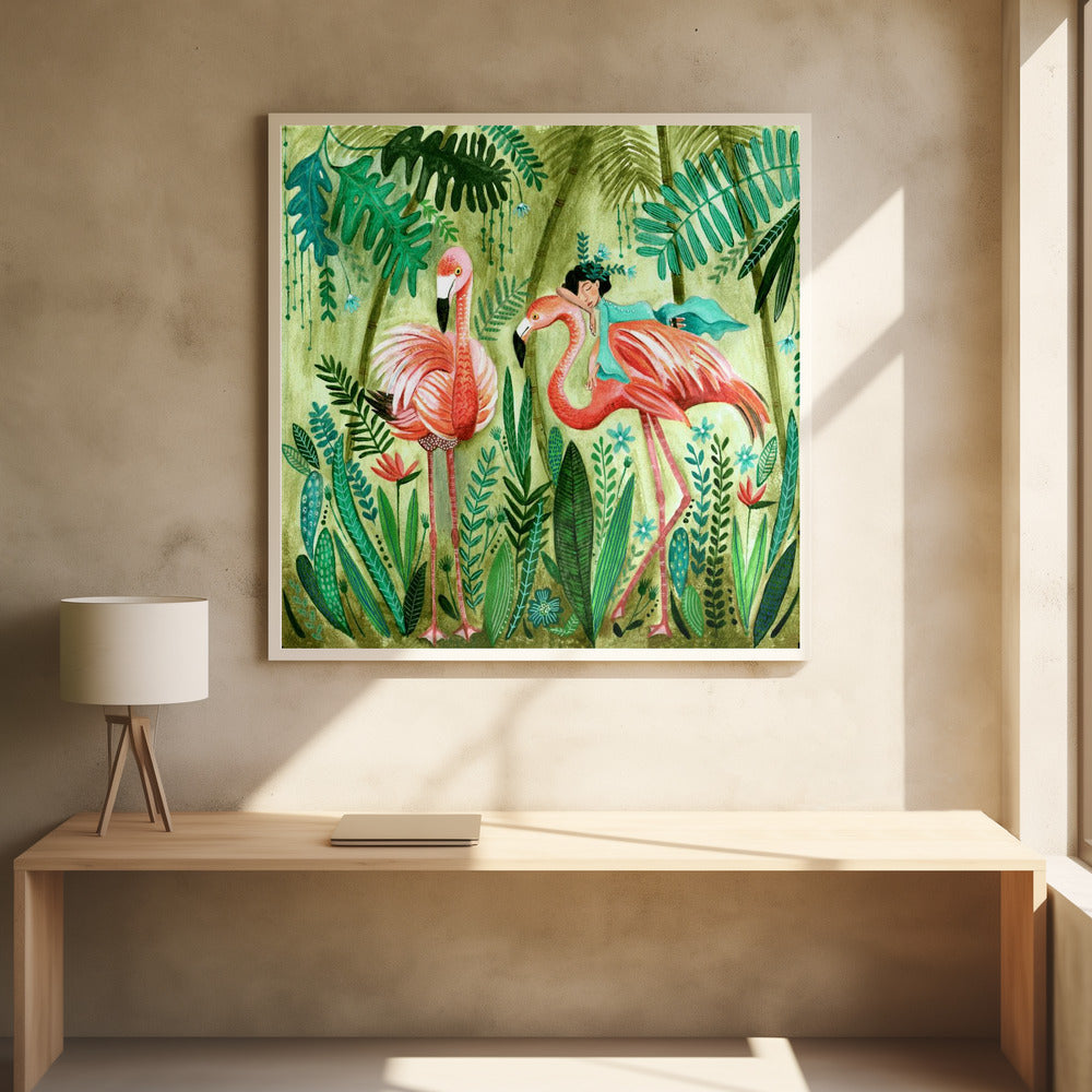 Flamingo jungle Poster