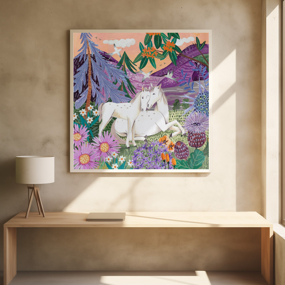 Horses in the Mountains Poster