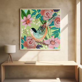 Bird and Florwers Poster