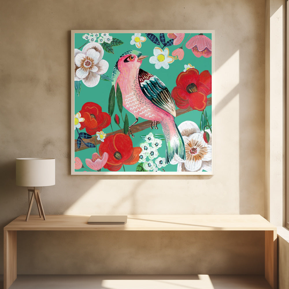 Bird and Flowers Poster