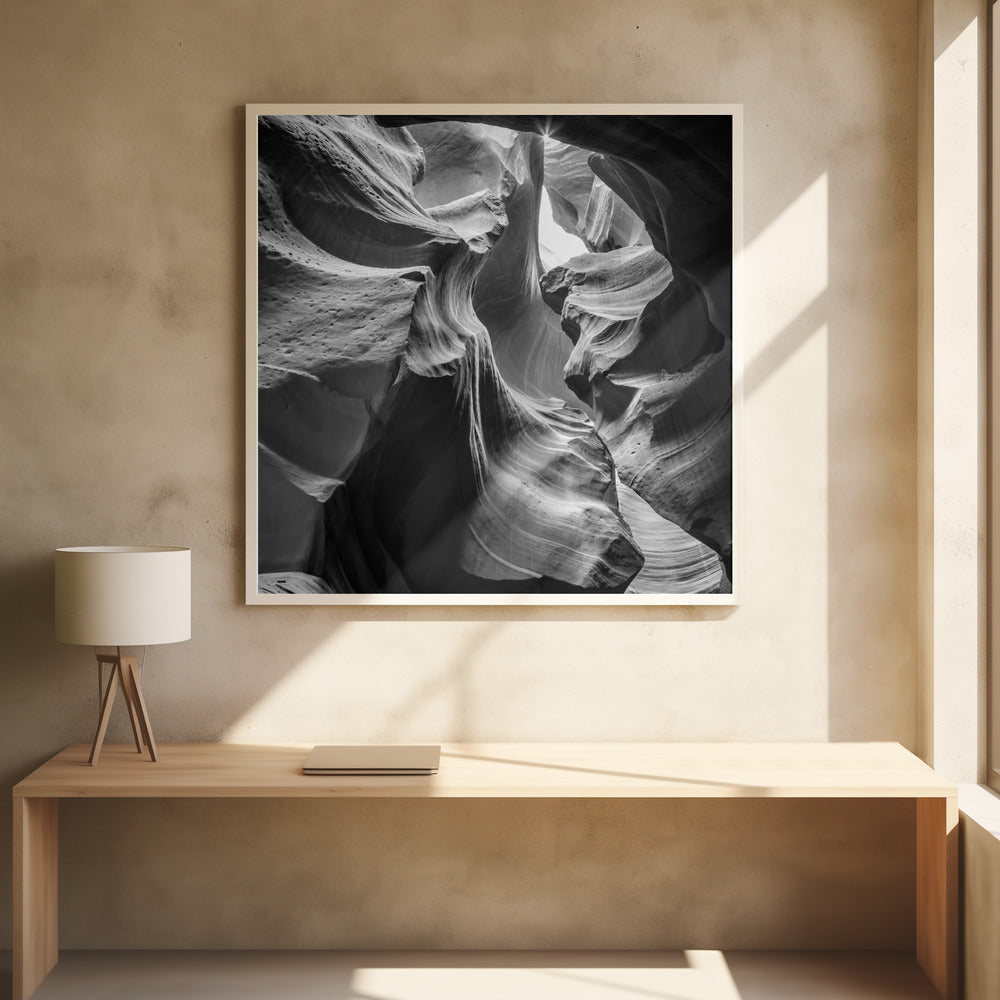 MONOCHROME ANTELOPE CANYON Rock Formation Poster