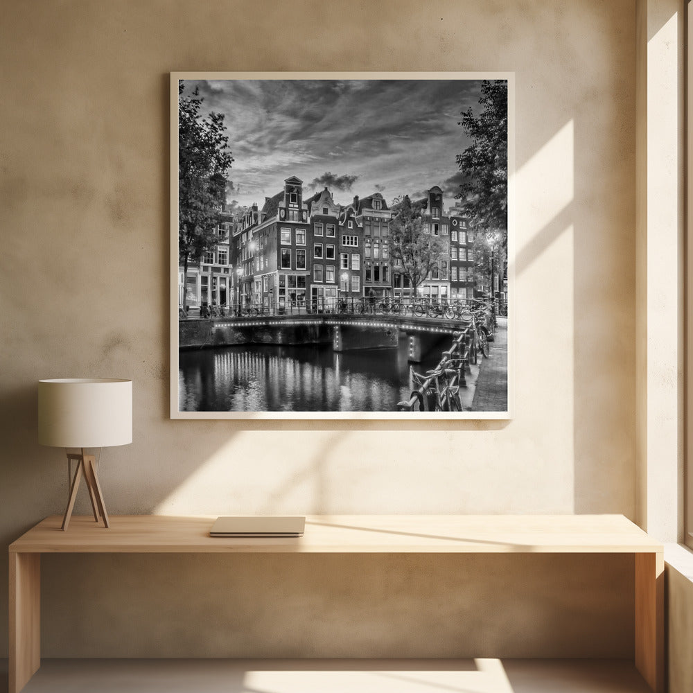 AMSTERDAM Idyllic impression from Singel - Monochrome Poster