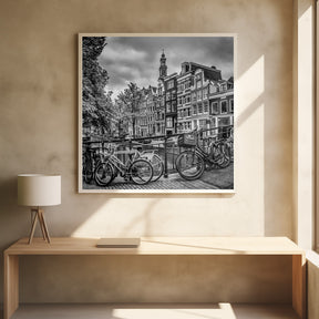 AMSTERDAM Flower Canal black &amp; white Poster