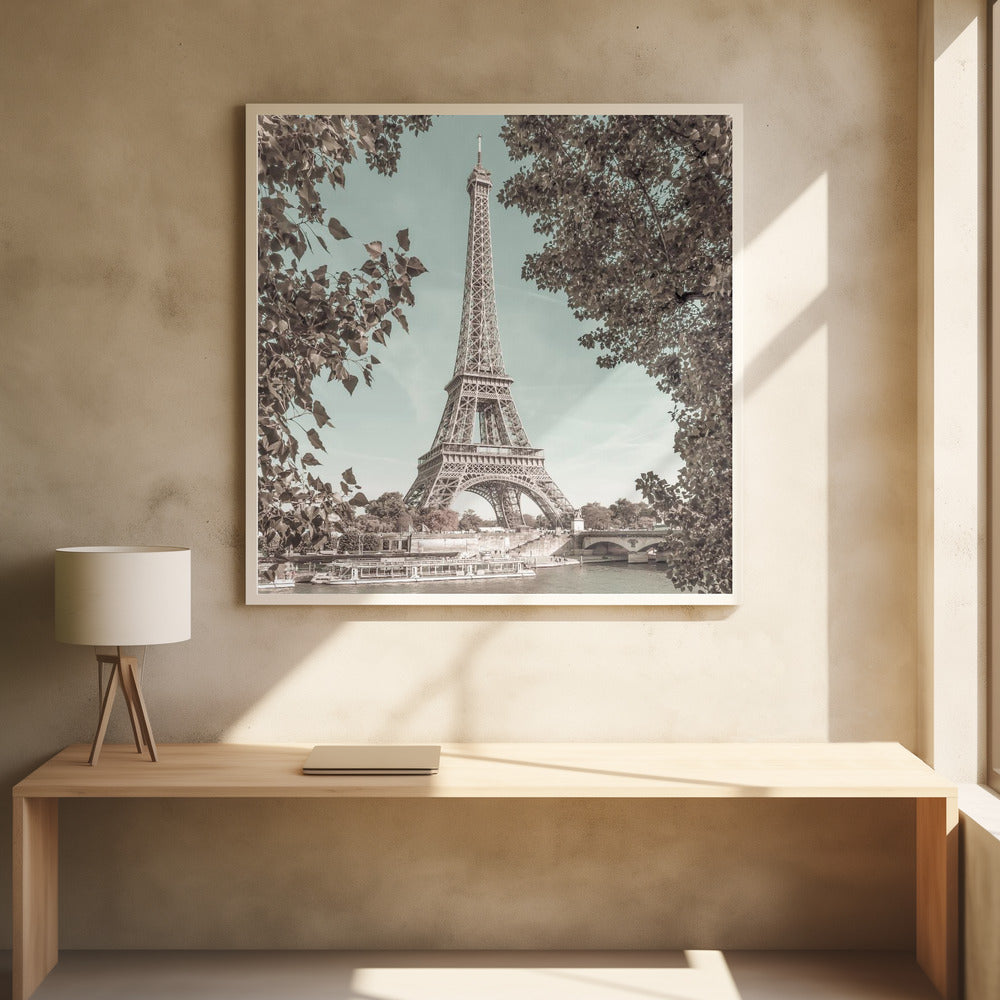 PARIS Eiffel Tower &amp; River Seine | urban vintage style Poster