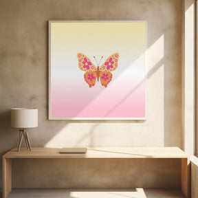 Colorful floral butterfly Poster