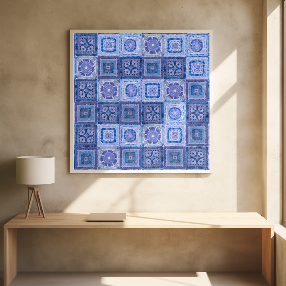 Granny squares blanket in blue Poster