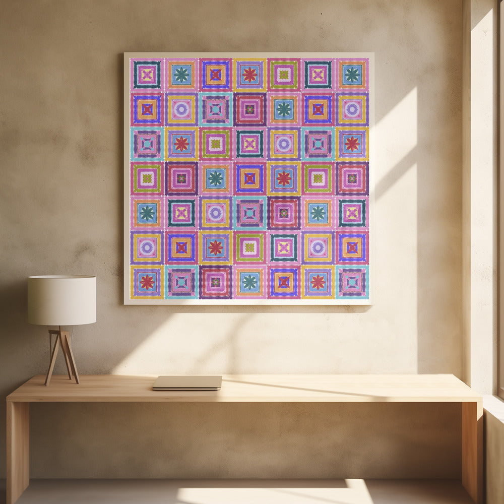 Colorful digital grandma squares I Poster