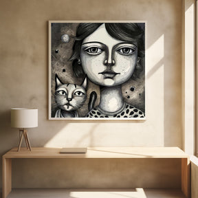 Girl and the Cat Poster