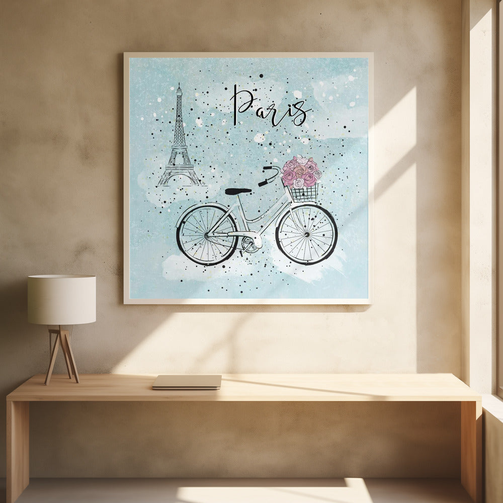 Blue Paris Bike Poster