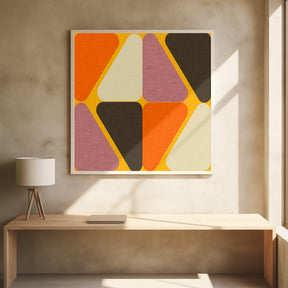 Retro Color Block Triangle Orange Poster