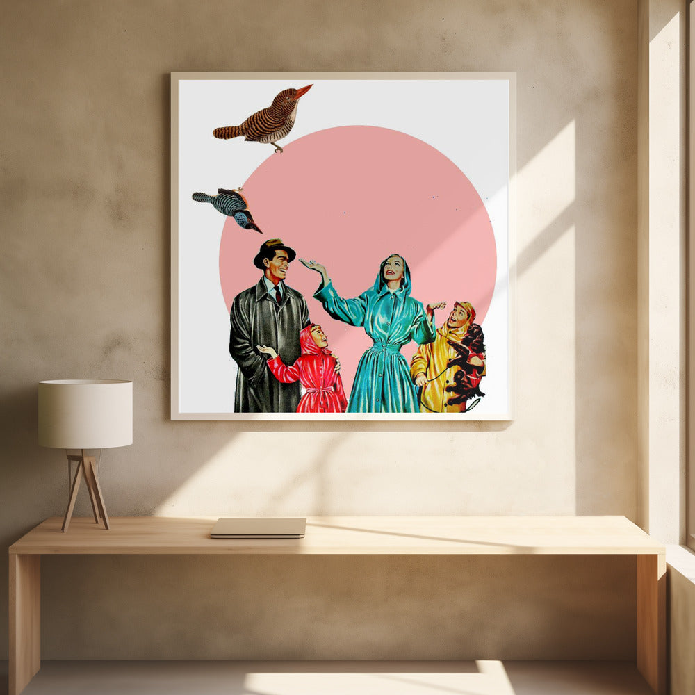 Happy Family- Surreal Collage Poster