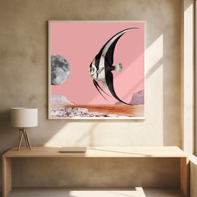 Plenty of Fish In the Sea Pink - Surreal Collage Poster