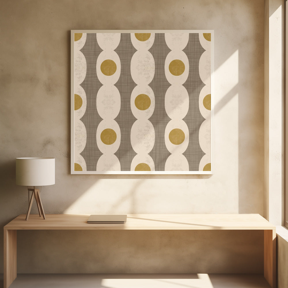 Retro Mod Geo Chain - Taupe - Mid Century Modern Poster