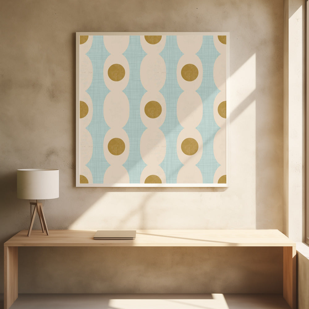 Retro Mod Geo Chain - Baby Blue - Mid Century Modern Poster