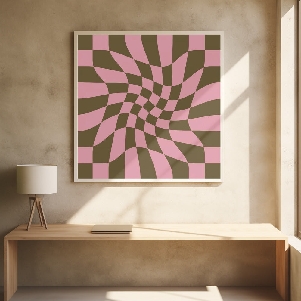 Twirly - Checkerboard - Pink and Brown Poster