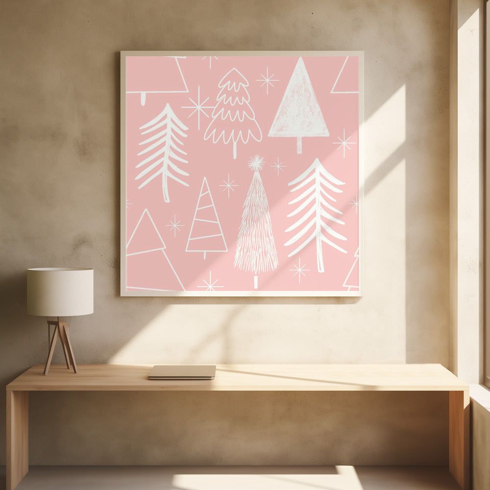 Christmas Tree Evergreen - Tree - Pine Tree Pink Poster