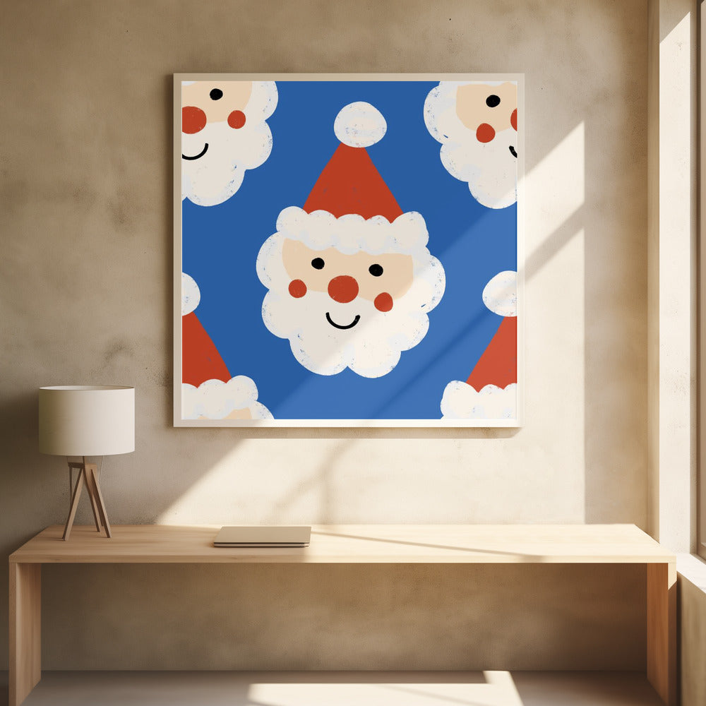 Santa Claus Retro Bold Blue Poster