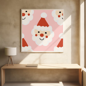 Santa Claus Retro Bold Pink Poster