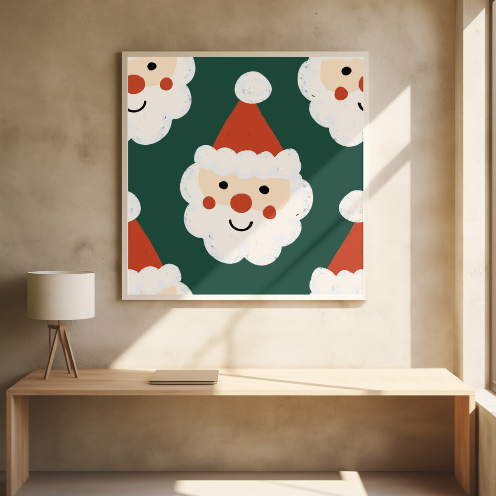 Santa Claus Retro Bold Green Poster