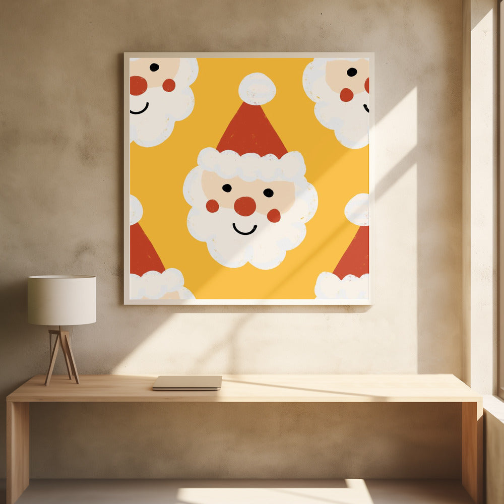 Santa Claus Retro Bold Yellow Poster