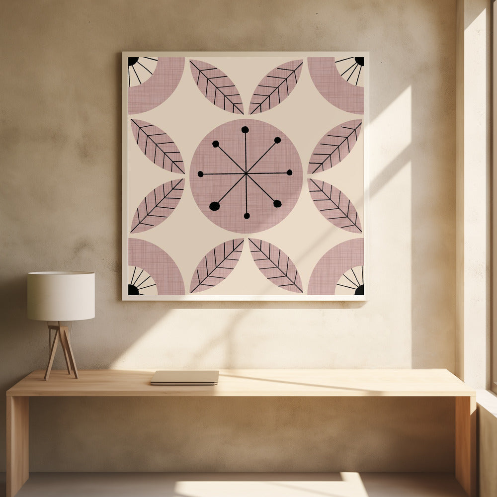 Atomic Floral Botanic Dots Mauve - Mid Century Modern Poster