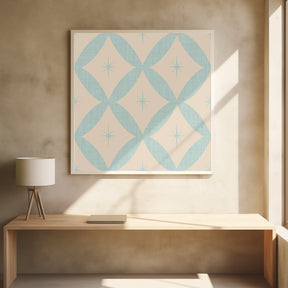 Atomic Star   Mid Century Starburst Baby Blue Poster