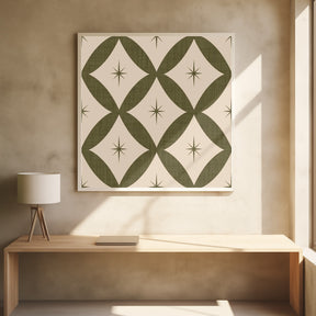 Atomic Star   Mid Century Starburst Olive Poster